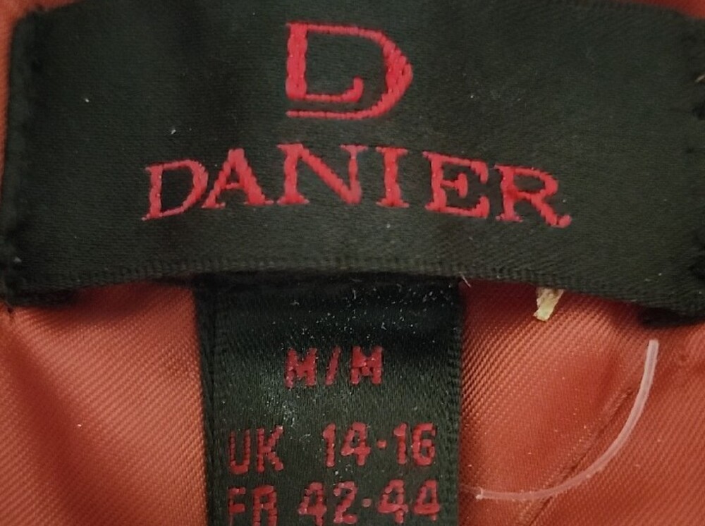 Rare Vintage Danier Orange Leather Jacket with White Racing Stripes - Picture 3 of 3